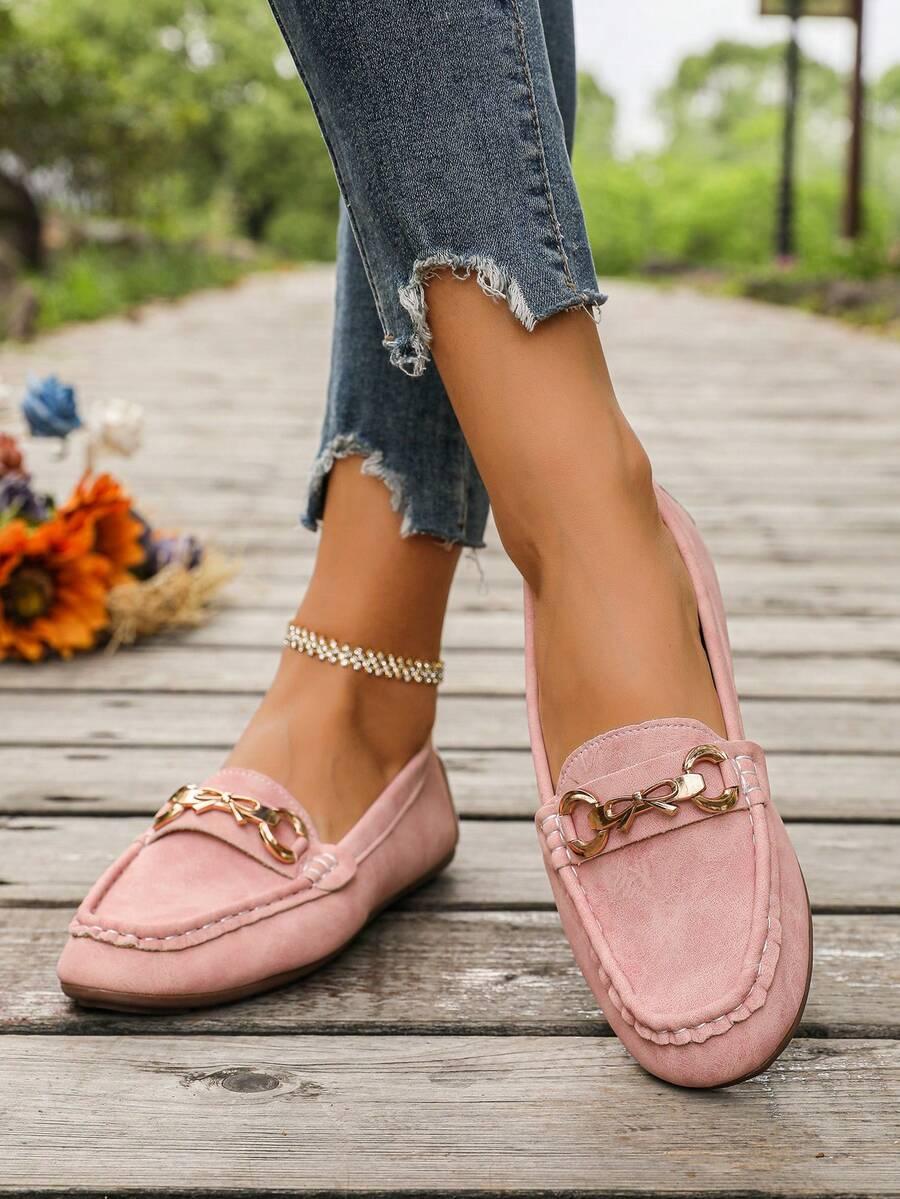 SHEIN RÓŻOWE MOKASYNY ZDOBIENIE S06__38