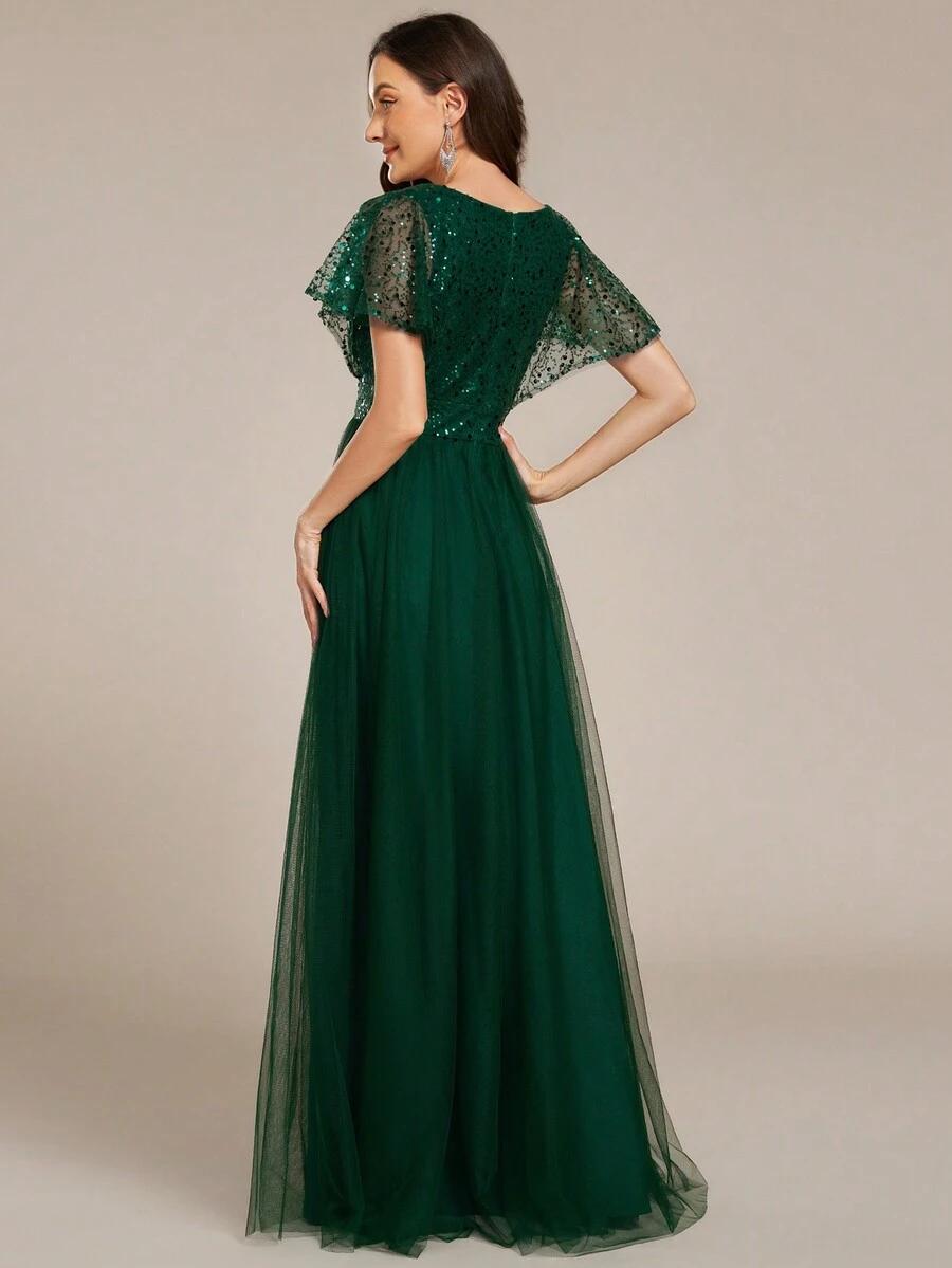 EVERPRETTY ZIELONA MAXI SUKIENKA CEKINY S06__XXL