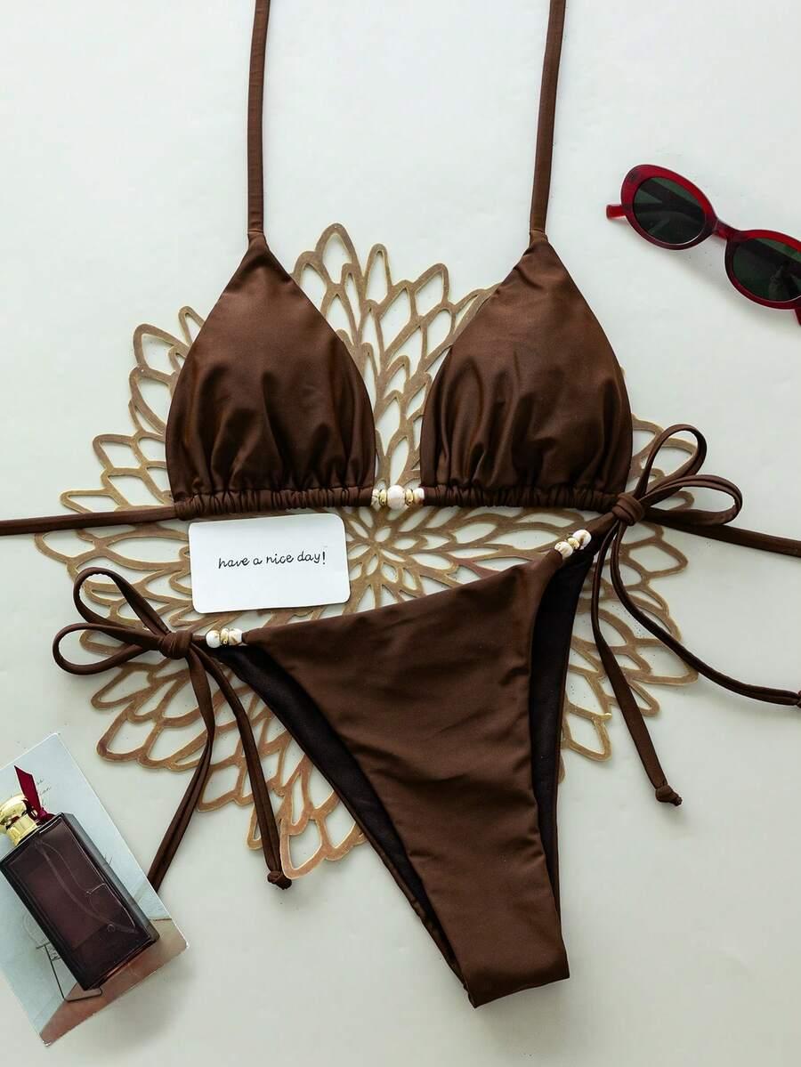SWIM CHICCIA BRĄZOWY KOMPLET BIKINI WIĄZANIE S09__M