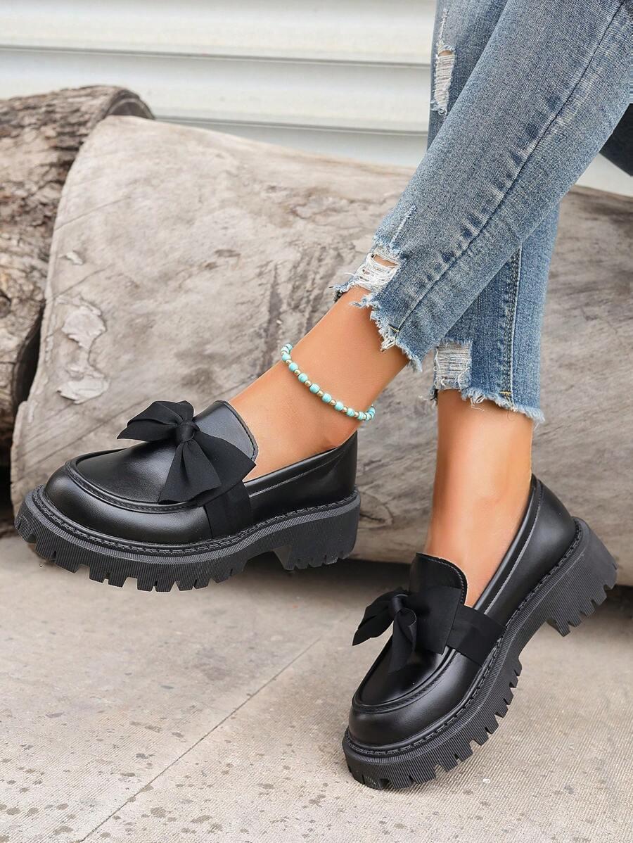 SHEIN CZARNE MOKASYNY KOKARDA S06__37,5