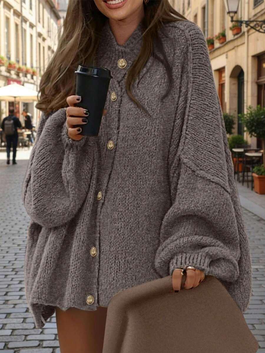 SHEIN SZARY ROZPINANY SWETER S06__L