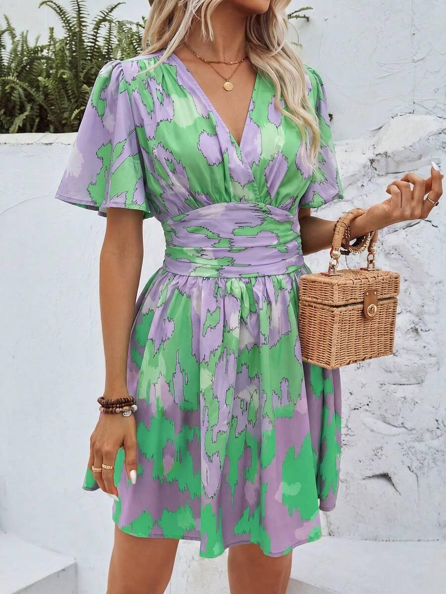SHEIN MINI SUKIENKA Z KRÓTKIM RĘKAWEM PRINT S06__S