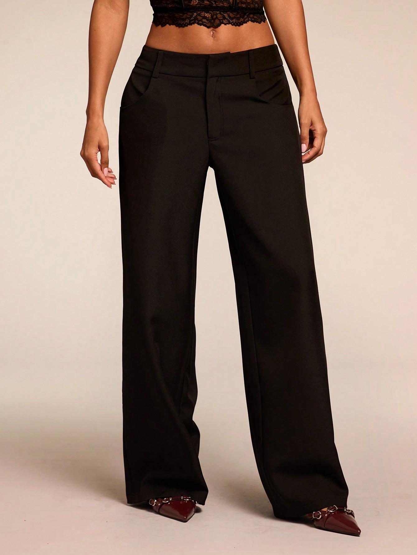 SHEIN CZARNE SPODNIE PROSTA NOGAWKA S06__XS