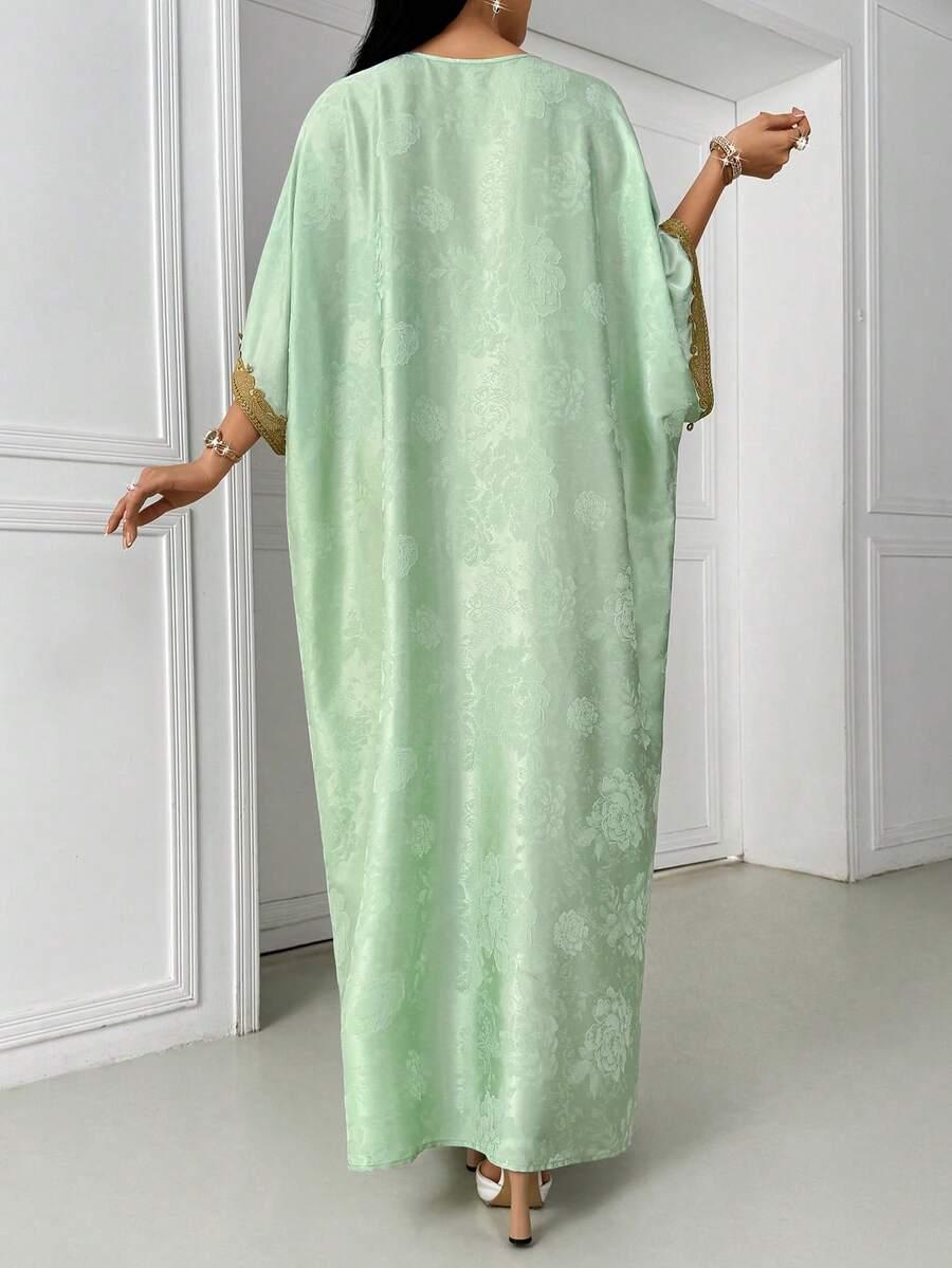 SHEIN ZIELONA MAXI SUKIENKA ABAJA WZÓR KWIATY PK01__OS