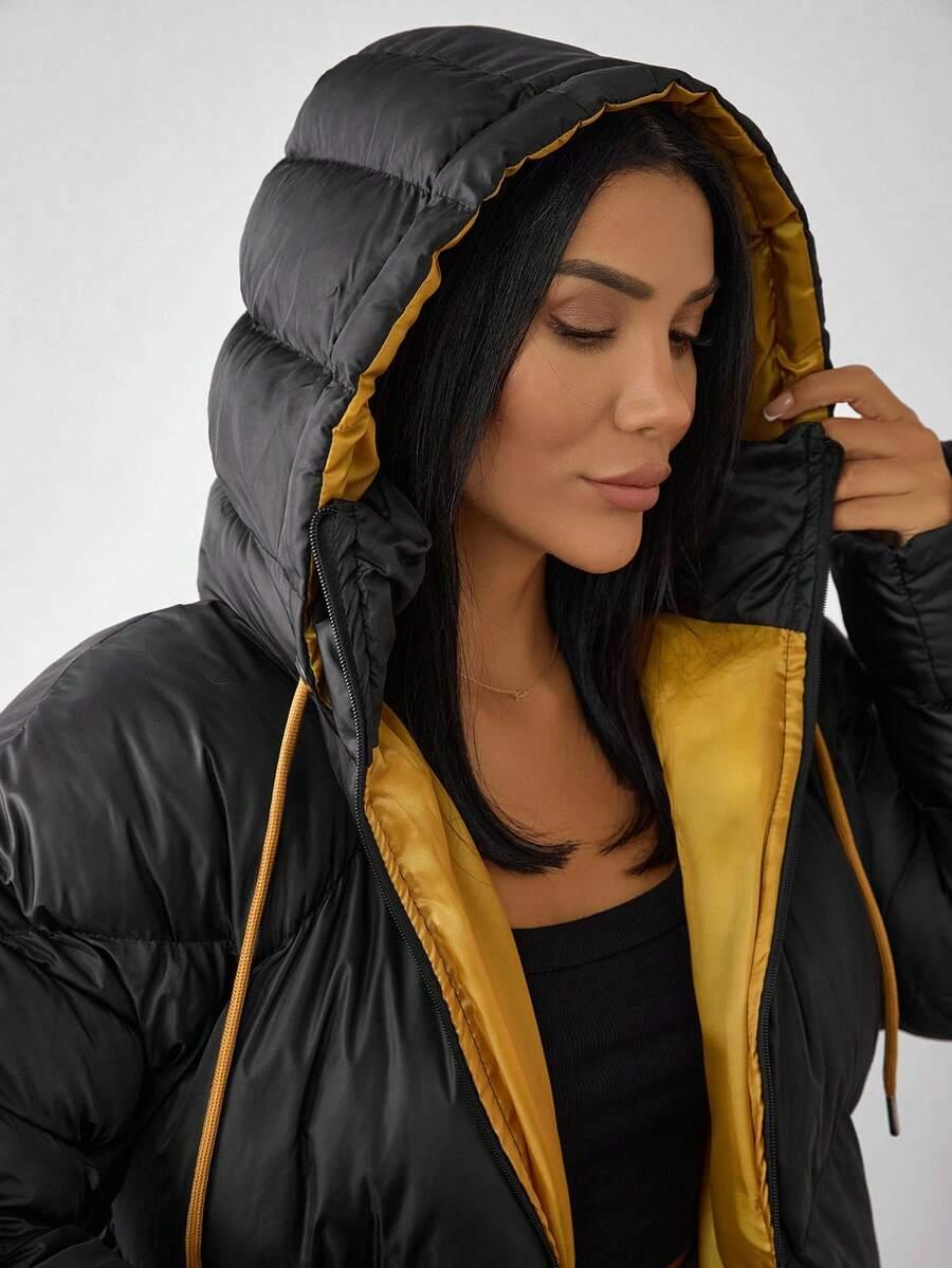 SHEIN CZARNA PIKOWANA KURTKA ZAMEK W01__XL