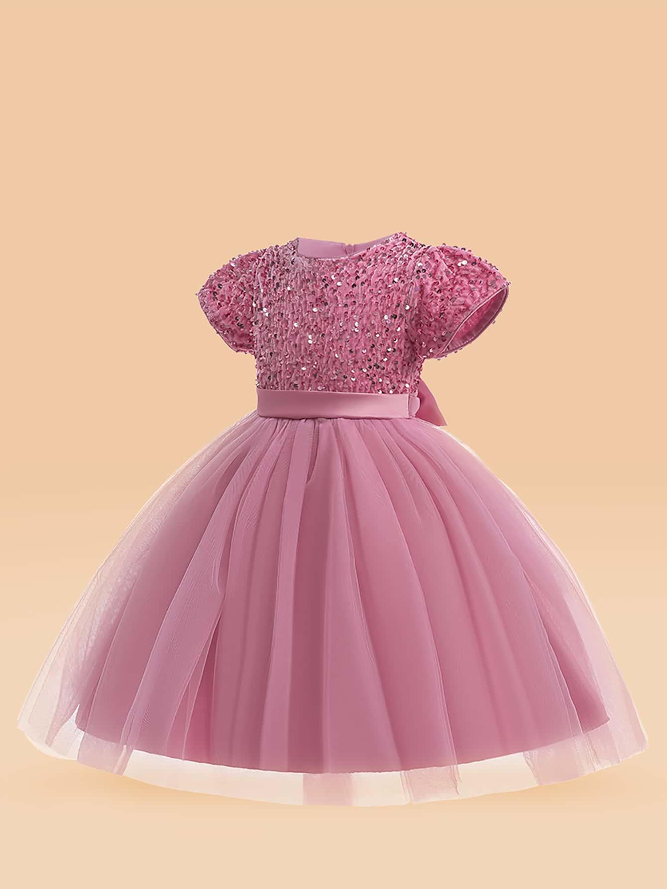 SHEIN RÓŻOWA SUKIENKA TIUL CEKINY S06__122/128