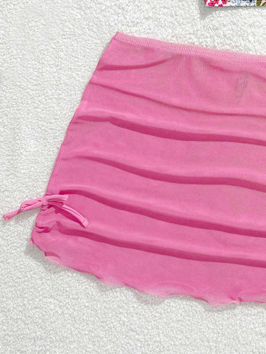 SHEIN 3-CZĘŚCIOWY STRÓJ KĄPIELOWY BIKINI SPÓDNICA KOMPLET S09__140-146