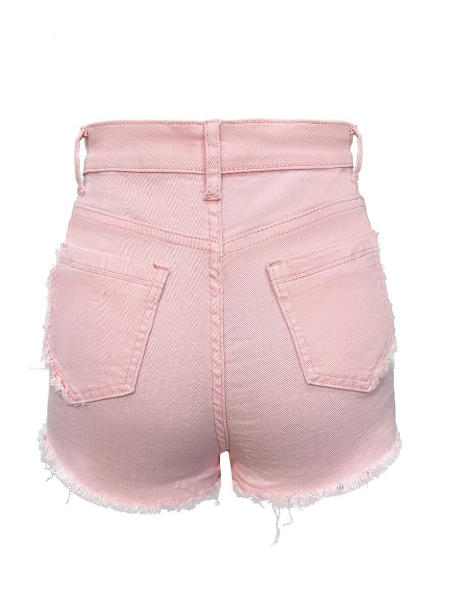 SHEIN RÓŻOWE SPODENKI JEANS S06__XS