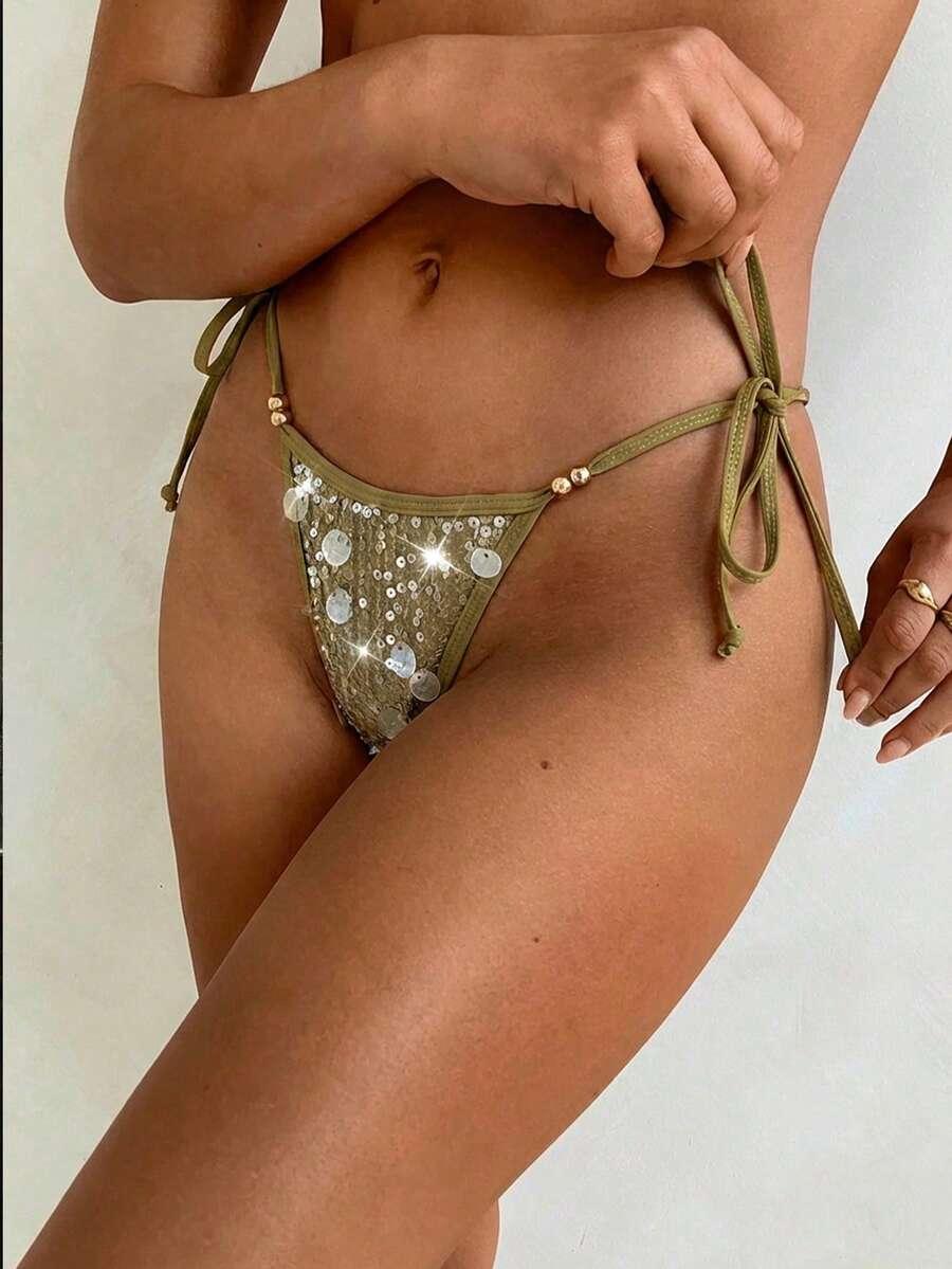 ALORUH ZIELONY DÓŁ OD BIKINI WIĄZANIE S09__XS