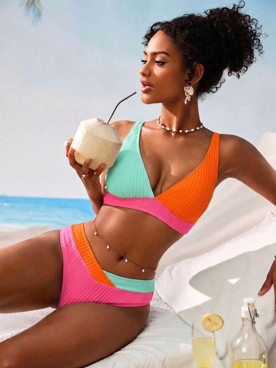 SHEIN DWUCZĘŚCIOWY STRÓJ KĄPIELOWY TEKSTURA S09__S