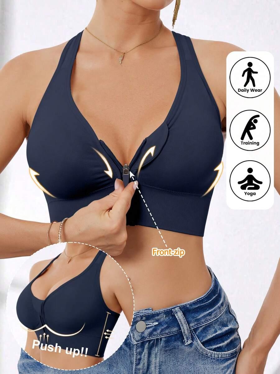 SHEIN GRANATOWY BIUSTONOSZ SPORTOWY S06__L