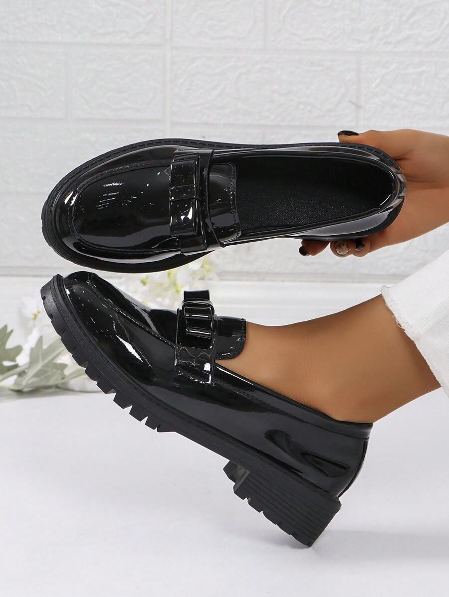 SHEIN CZARNE LAKIEROWANE MOKASYNY S06__37,5