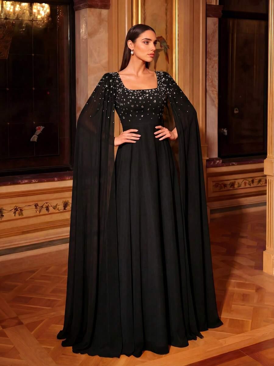 UNITHORSE CZARNA SUKIENKA MAXI ZDOBIENIA S06__XL