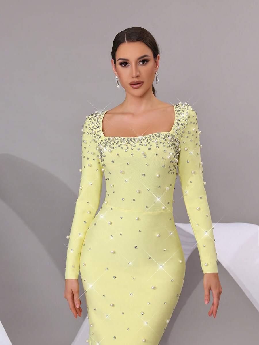SHEIN ŻÓŁTA MAXI SUKIENKA S06__L