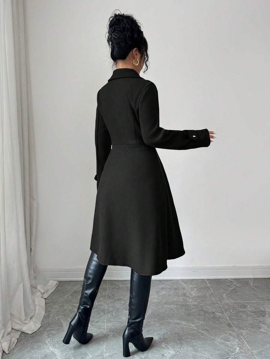 SHEIN CZARNY KLASYCZNY PŁASZCZ S06__S