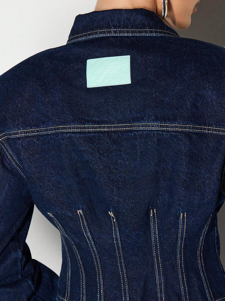 KIZN GRANATOWA KURTKA JEANSOWA S06__M