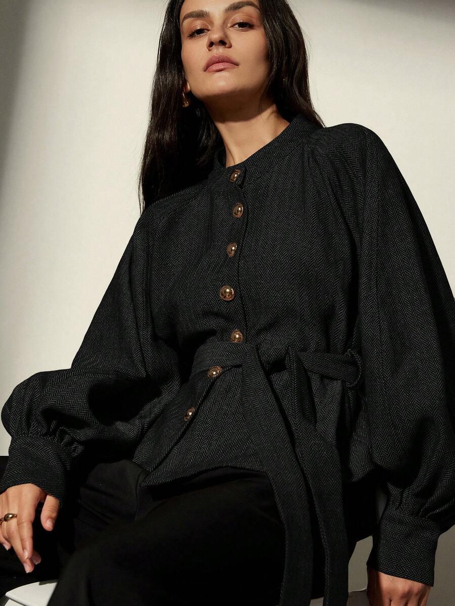 SHEIN BLUZKA Z DŁUGIM RĘKAWEM S06__S