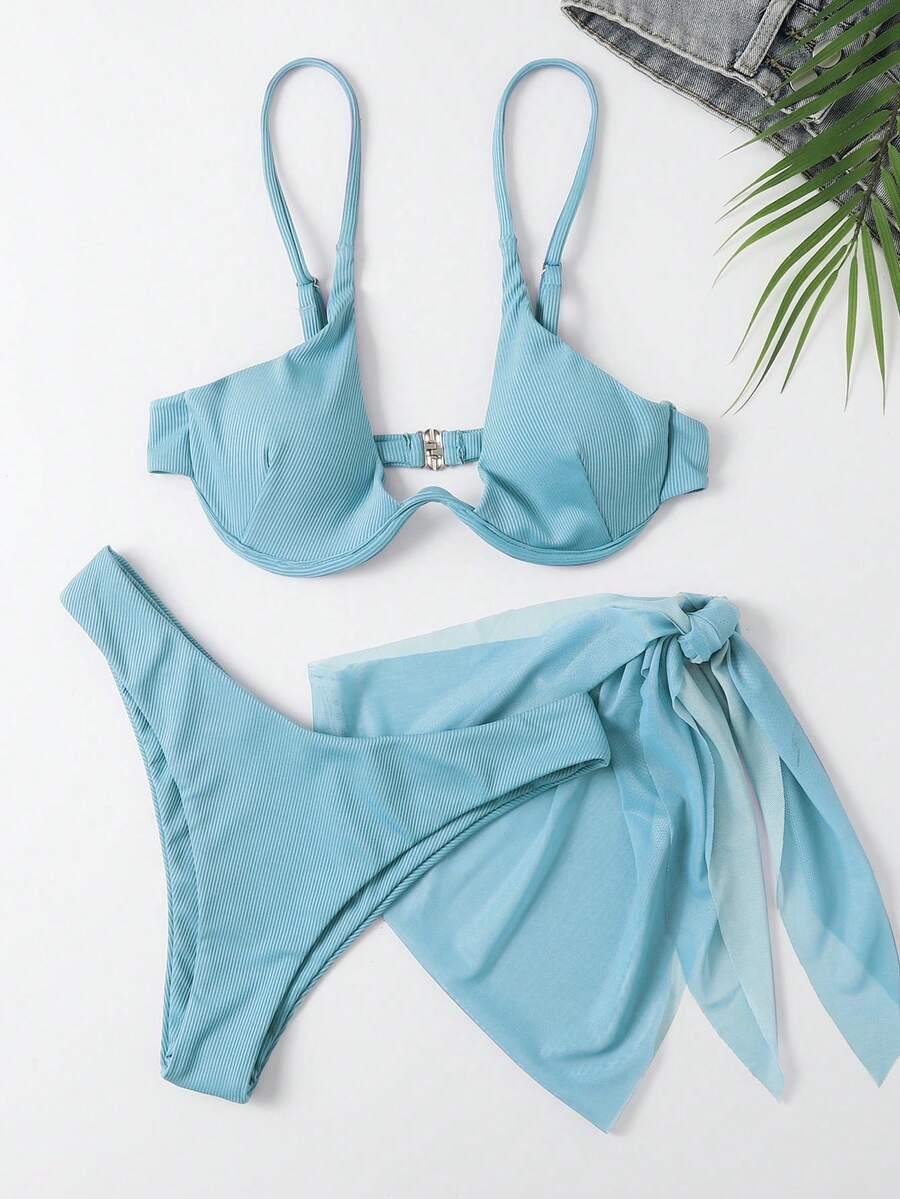 SHEIN DWUCZĘŚCIOWY STRÓJ KĄPIELOWY SARONG S09__XS