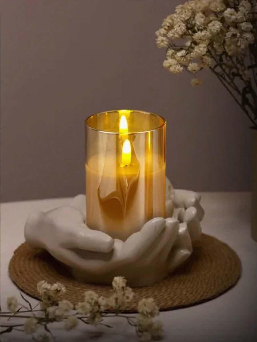 SHEIN POMARAŃCZOWA ŚWIECZKA LED S07__15,5X7,2CM