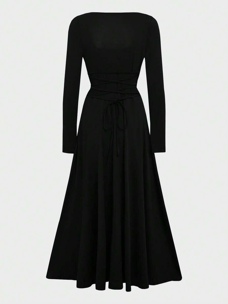 SHEIN CZARNA MIDI SUKIENKA S06__L