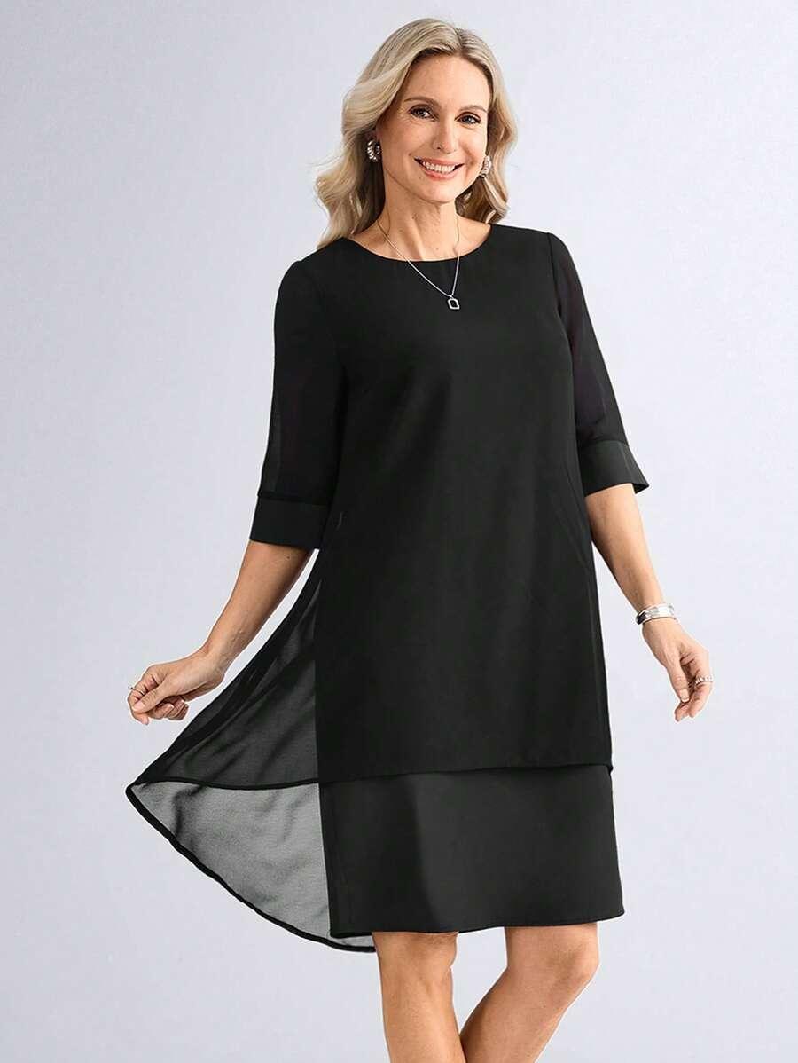 SHEIN CZARNA SUKIENKA PRZED KOLANO S06__M
