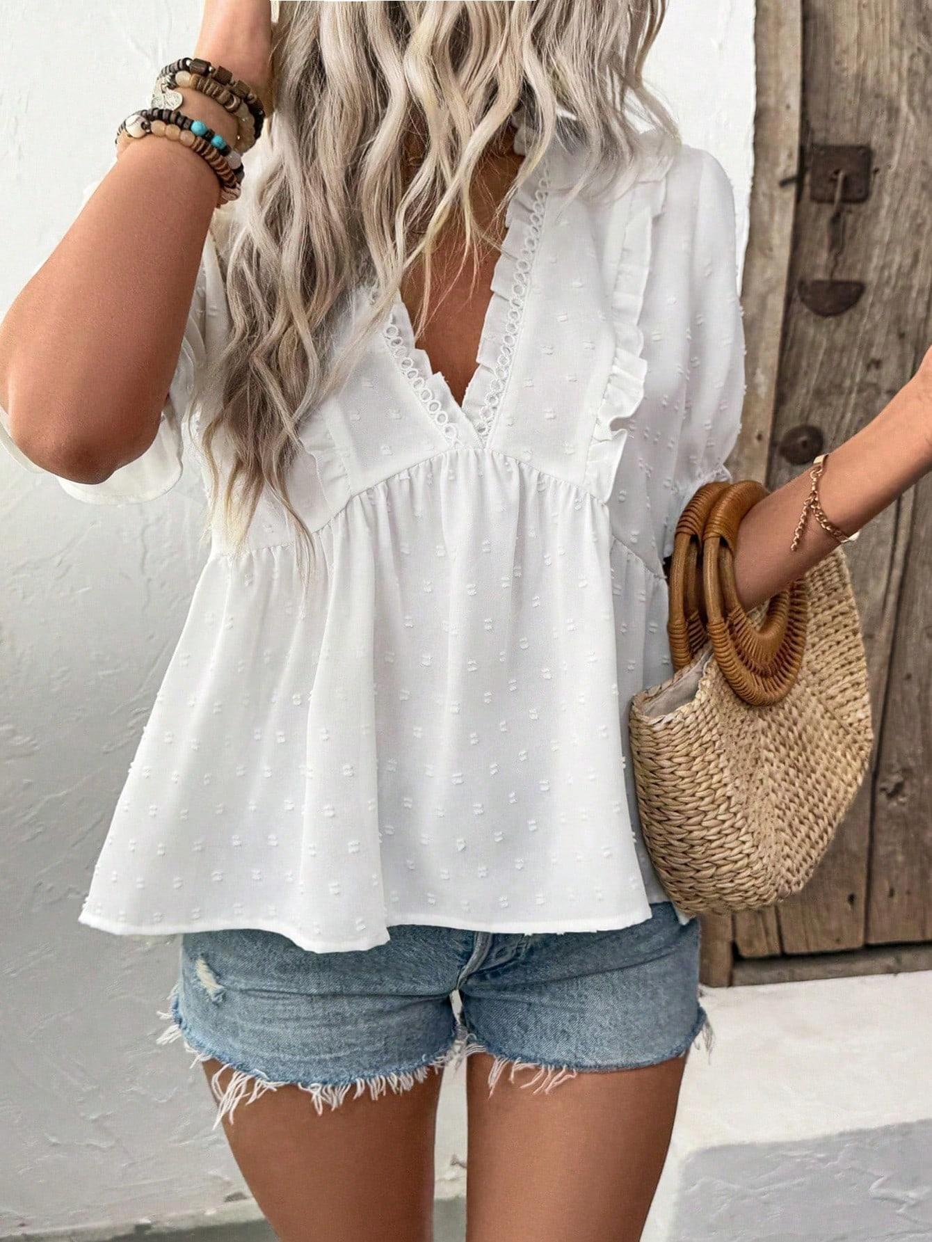 SHEIN BIAŁA BLUZKA V NECK S06__52
