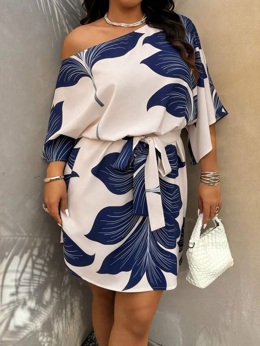 SHEIN SUKIENKA WZÓR ASYMETRYCZNY DEKOLT S06__46