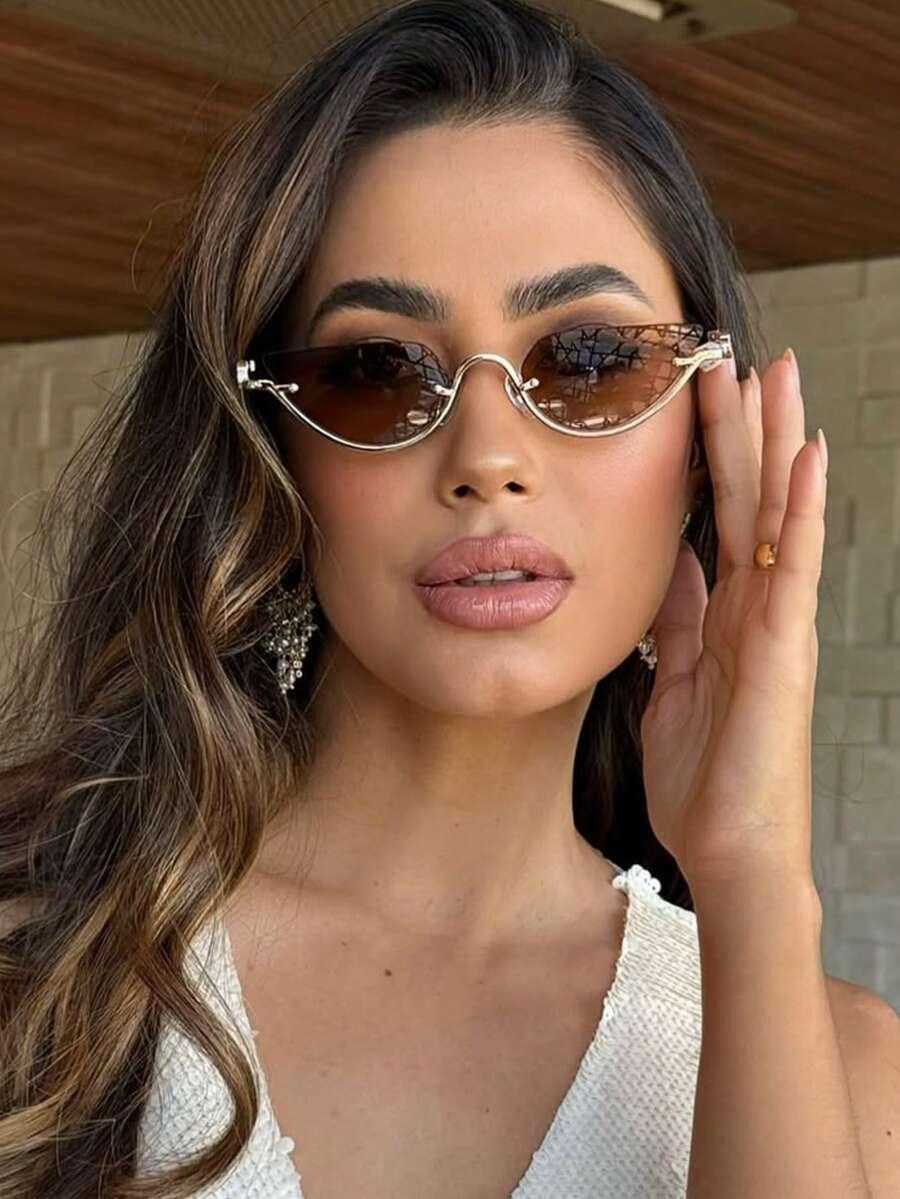 SHEIN OKULARY PRZECIWSŁONECZNE ZŁOTE OPRAWKI S07