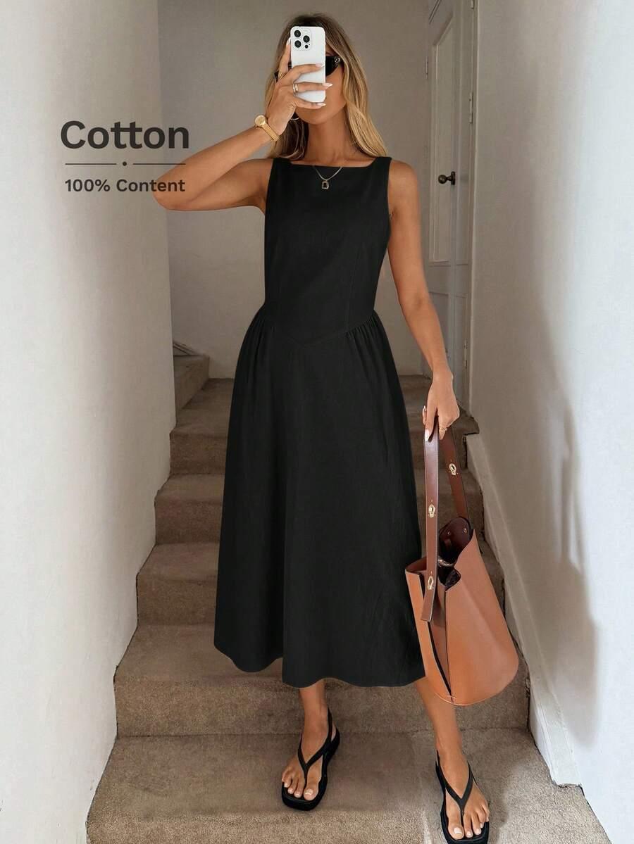 SHEIN CZARNA BAWEŁNIANA SUKIENKA S06__M