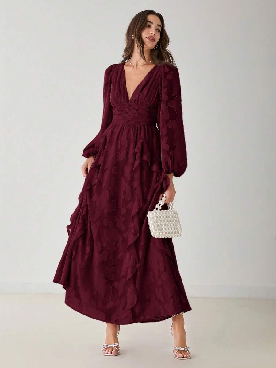 SHEIN BORDOWA MAXI SUKIENKA S06__L
