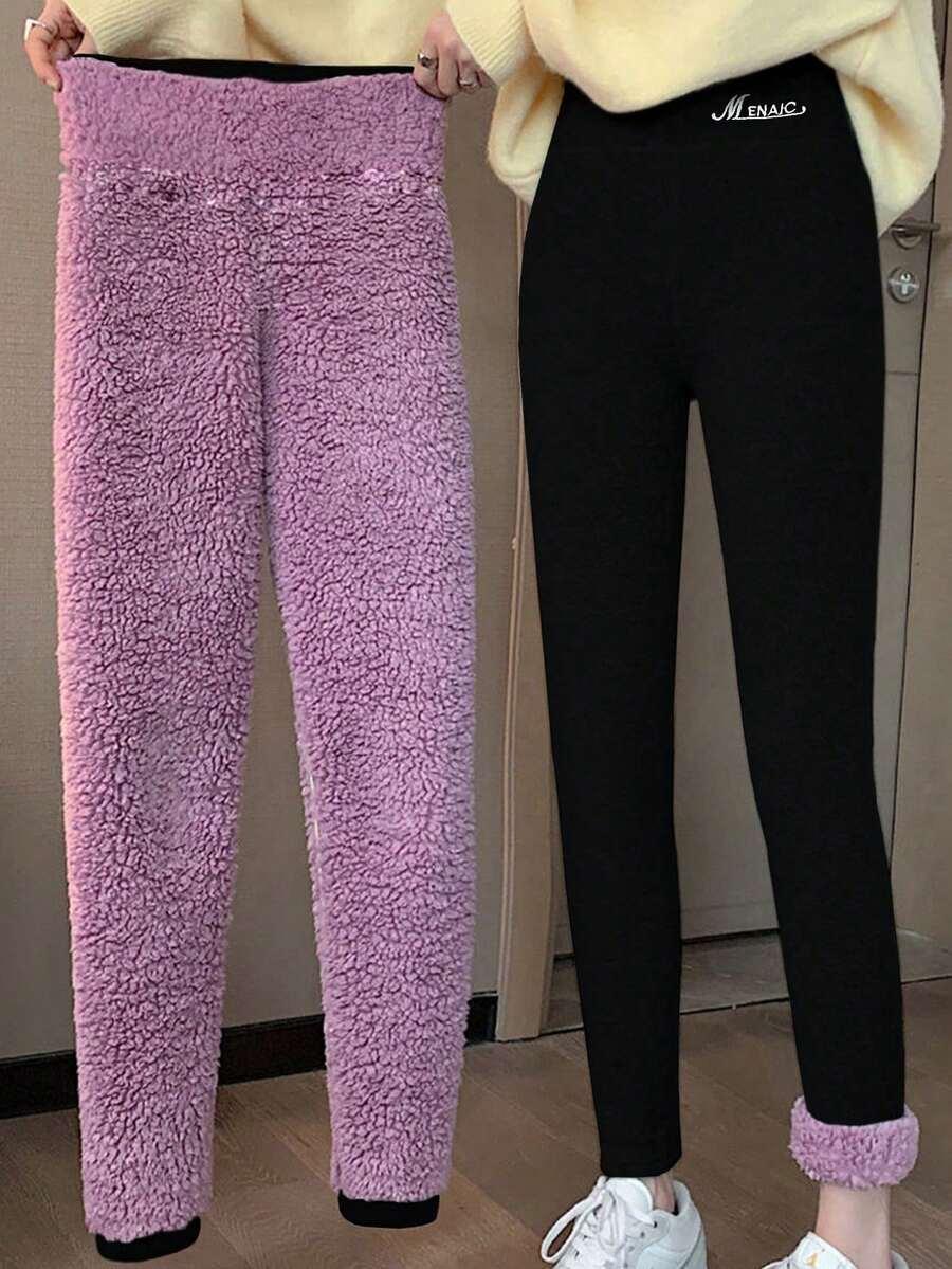 SHEIN CZARNE OCIEPLANE LEGGINSY W01__L