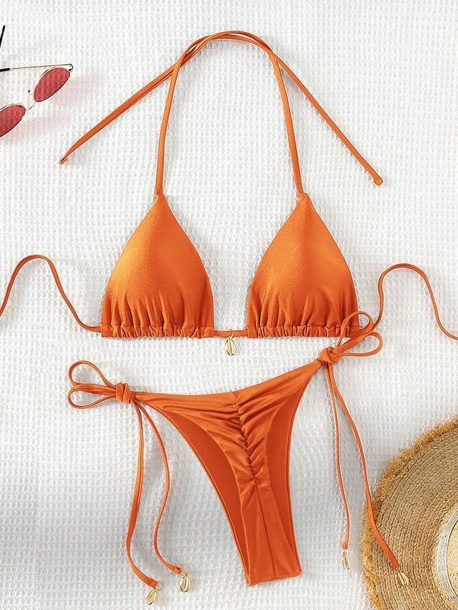 SHEIN POMARAŃCZOWY STRÓJ KĄPIELOWY DWUCZĘŚCIOWY S06__S