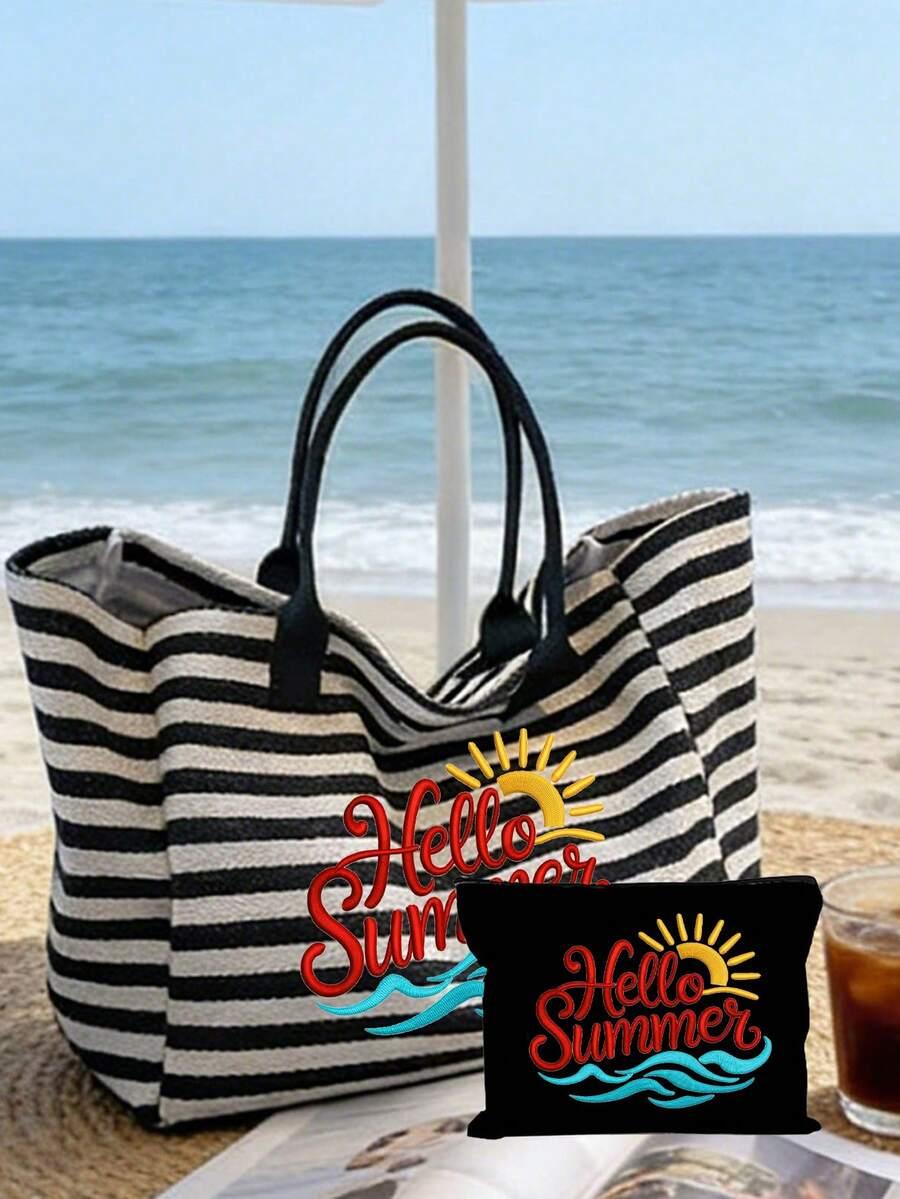 SHEIN TORBA PLAŻOWA PASKI S07__26,5X30,5