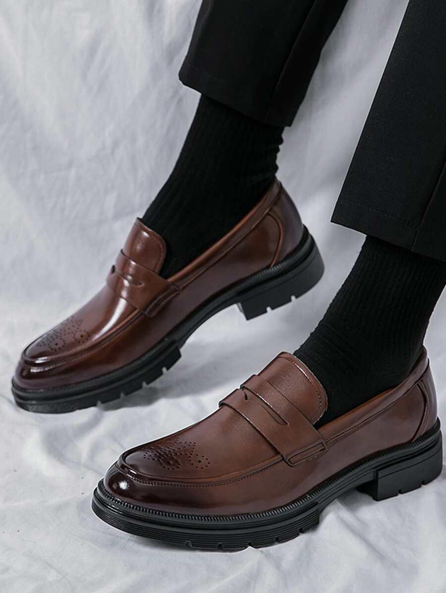 SHEIN BRĄZOWE MOKASYNY IMITACJA SKÓRY S06__41