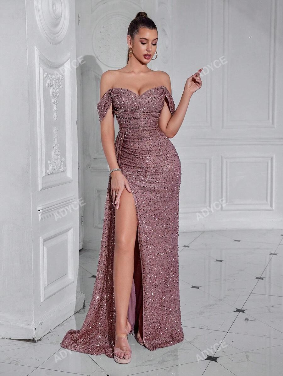 SHEIN RÓŻOWA MAXI SUKIENKA CEKINY