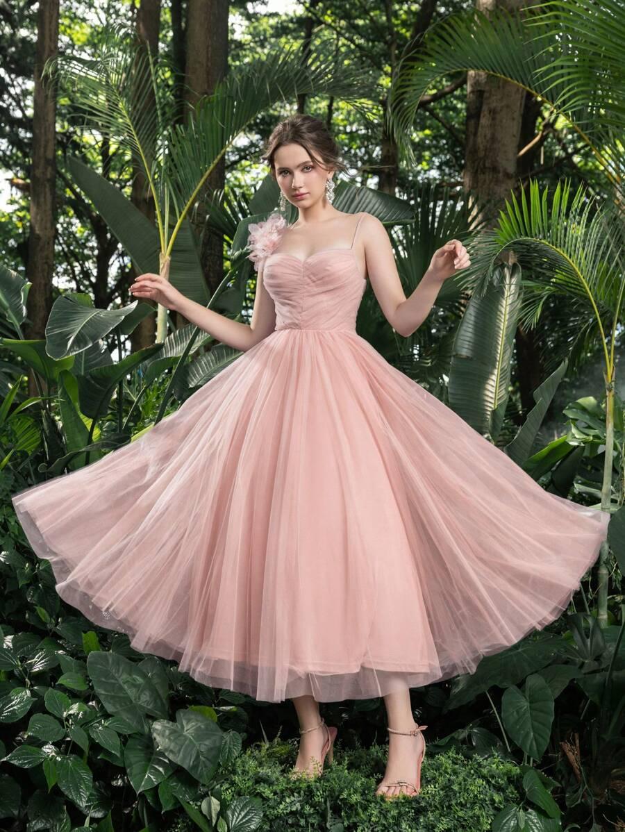 SHEIN RÓŻOWA MIDI SUKIENKA S06__S