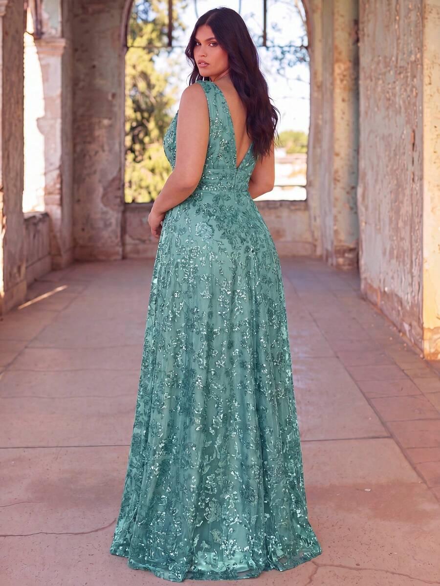 FAERIESTY ZIELONA MAXI SUKIENKA CEKINY ZDOBIENIA POŁYSK S06__48