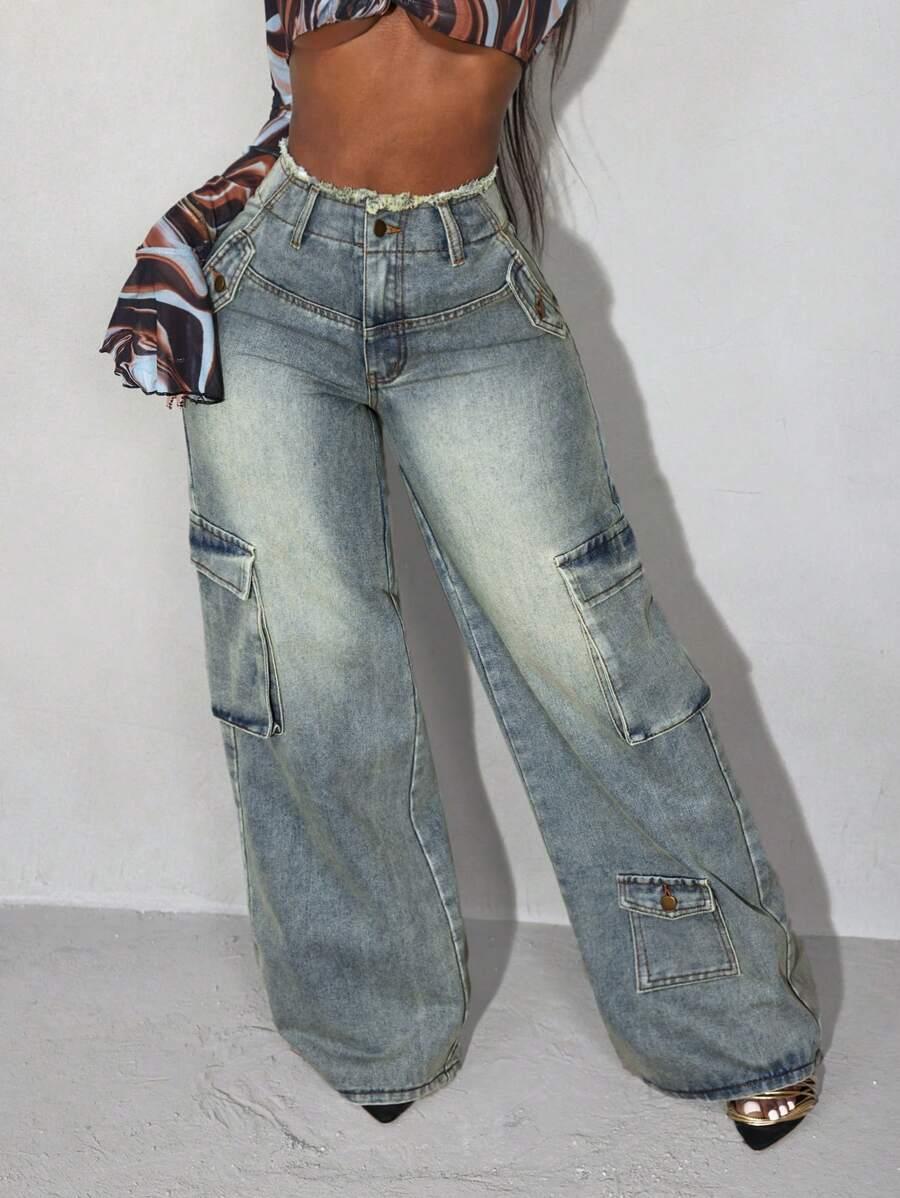 SHEIN NIEBIESKIE SPODNIE JEANS KIESZENIE S06__W31/L