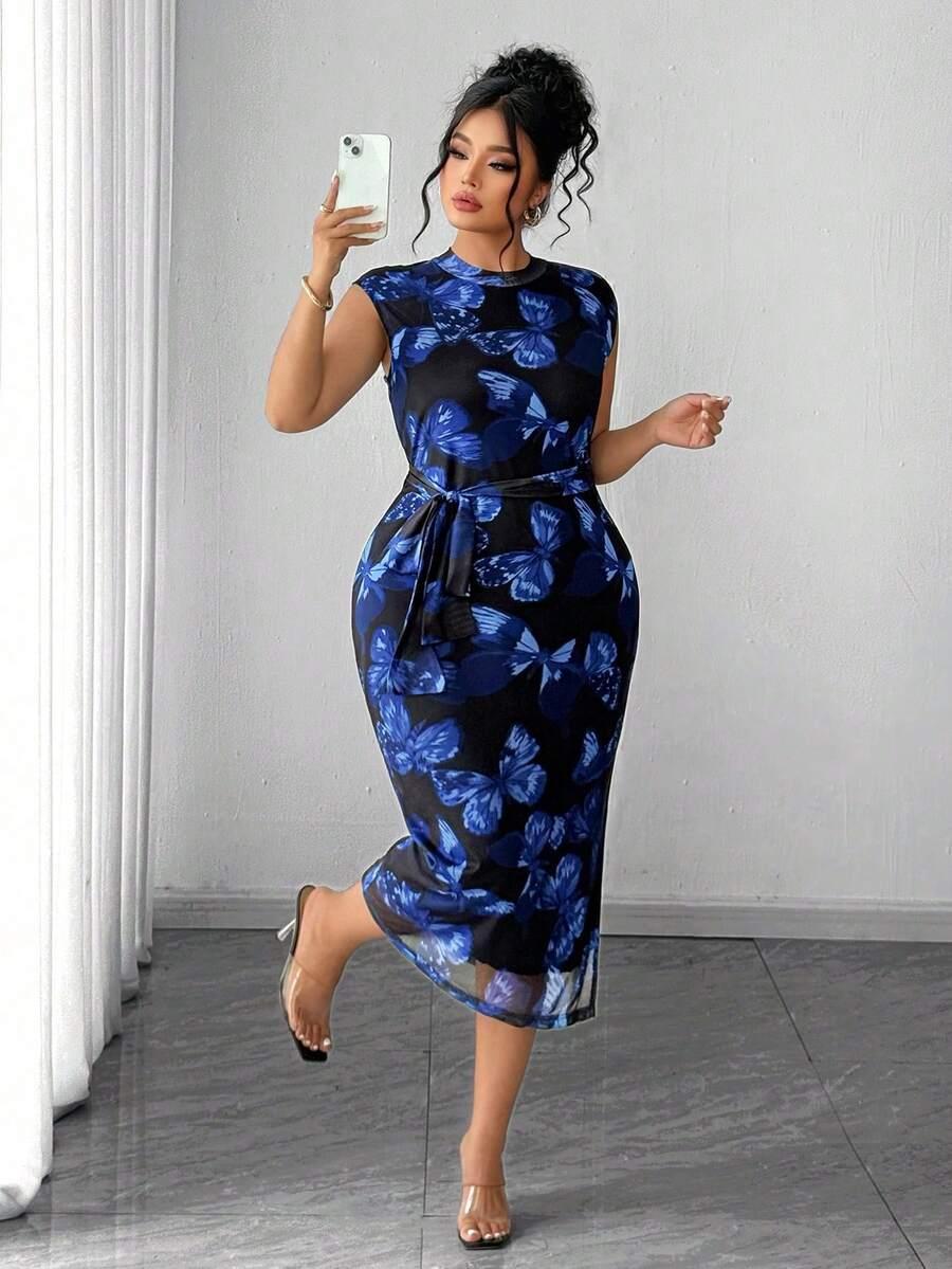 SHEIN SUKIENKA MIDI SIATECZKA PRINT S06__50