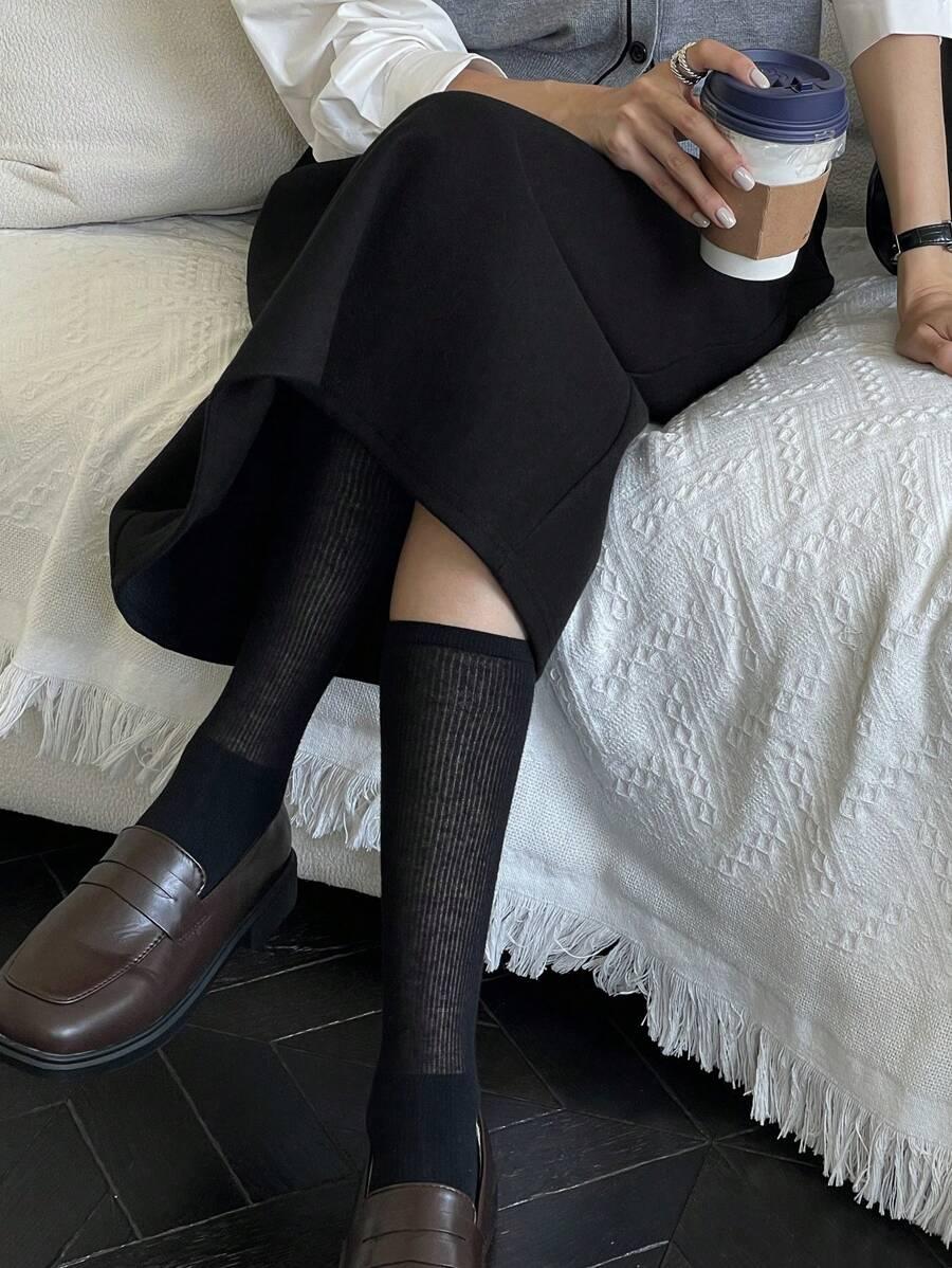 SHEIN CZARNA MIDI SPÓDNICA S06__S
