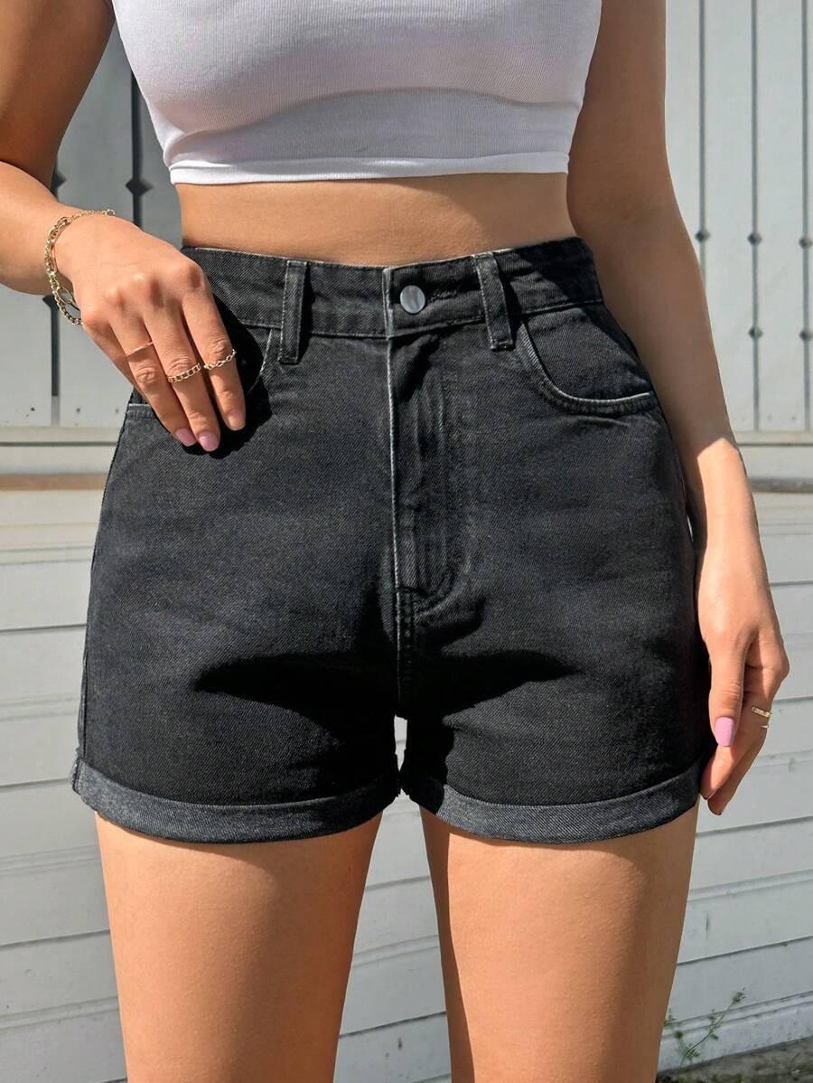 SHEIN CZARNE SPODENKI JEANS S06__M