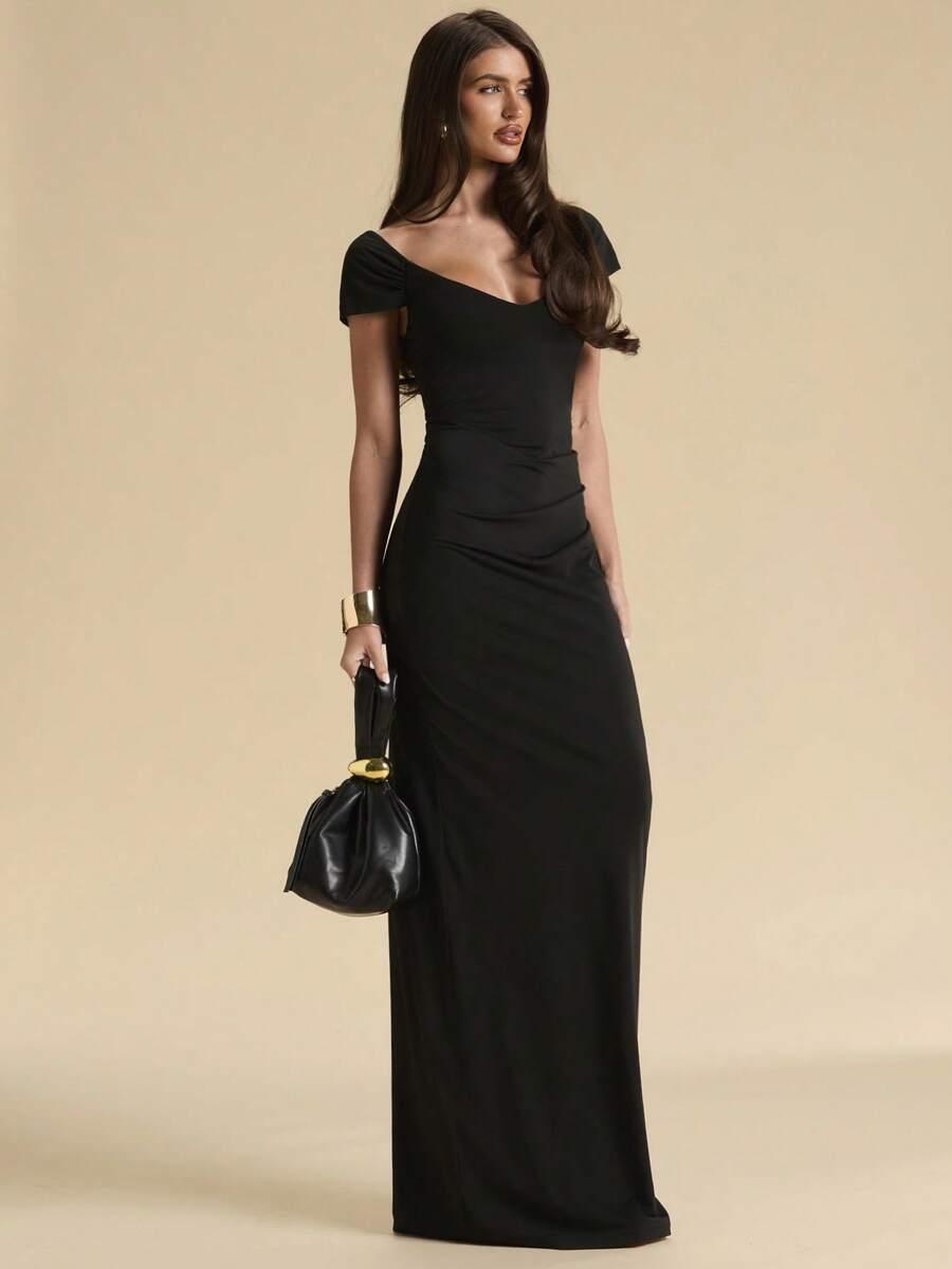 SHEIN CZARNA MAXI SUKIENKA S06__S