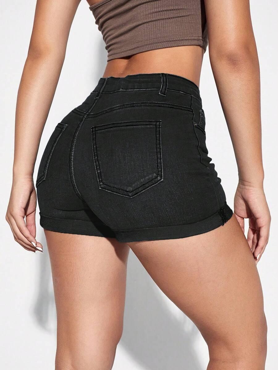 SHEIN CZARNE SPODENKI JEANS S06__XS
