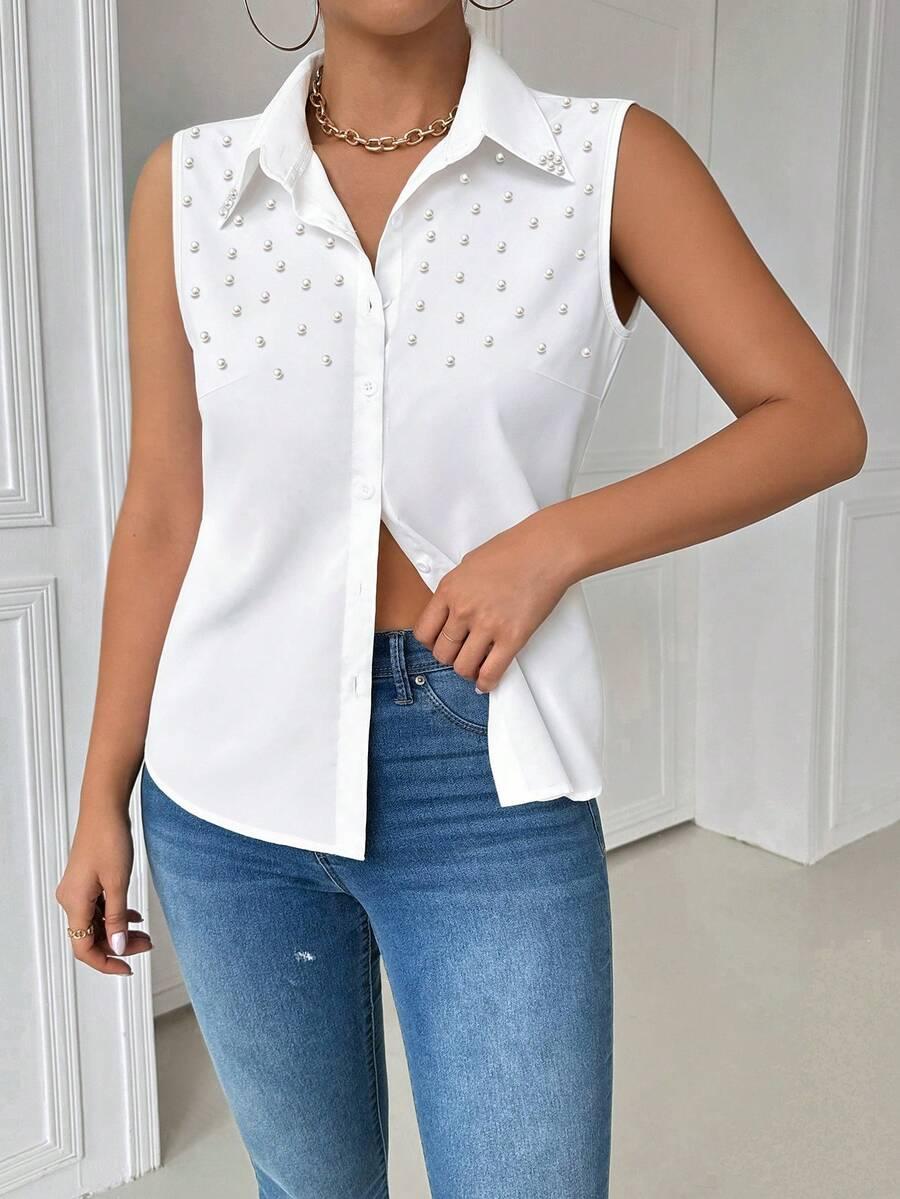 SHEIN BIAŁA BLUZKA PEREŁKI S06__XS