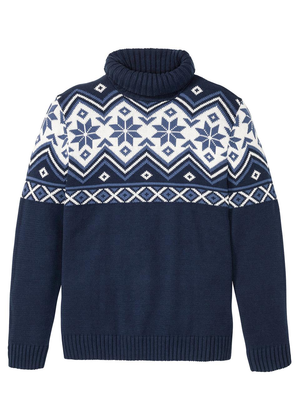 JOHN BANER JEANSWEAR GRANATOWY SWETER GOLF BDD__60
