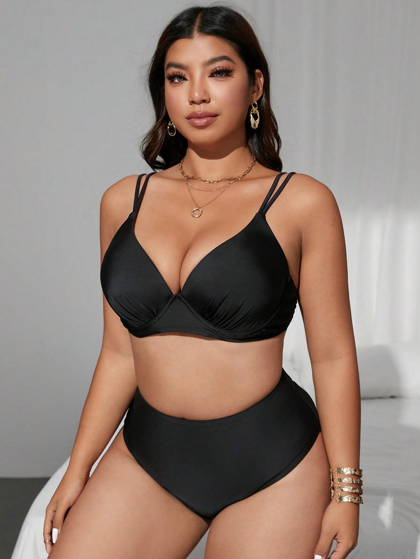 SHEIN CZARNY DWUCZĘŚCIOWY STRÓJ KĄPIELOWY S09__46