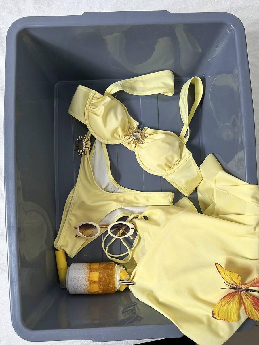 SHEIN TRZYCZĘŚCIOWY STRÓJ KĄPIELOWY S09__M