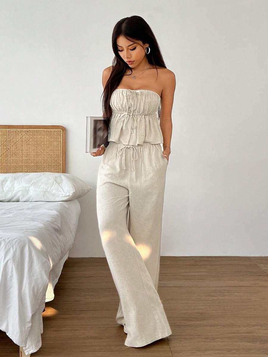 COMFORTCANA KREMOWY KOMPLET TOP SPODNIE S06__S