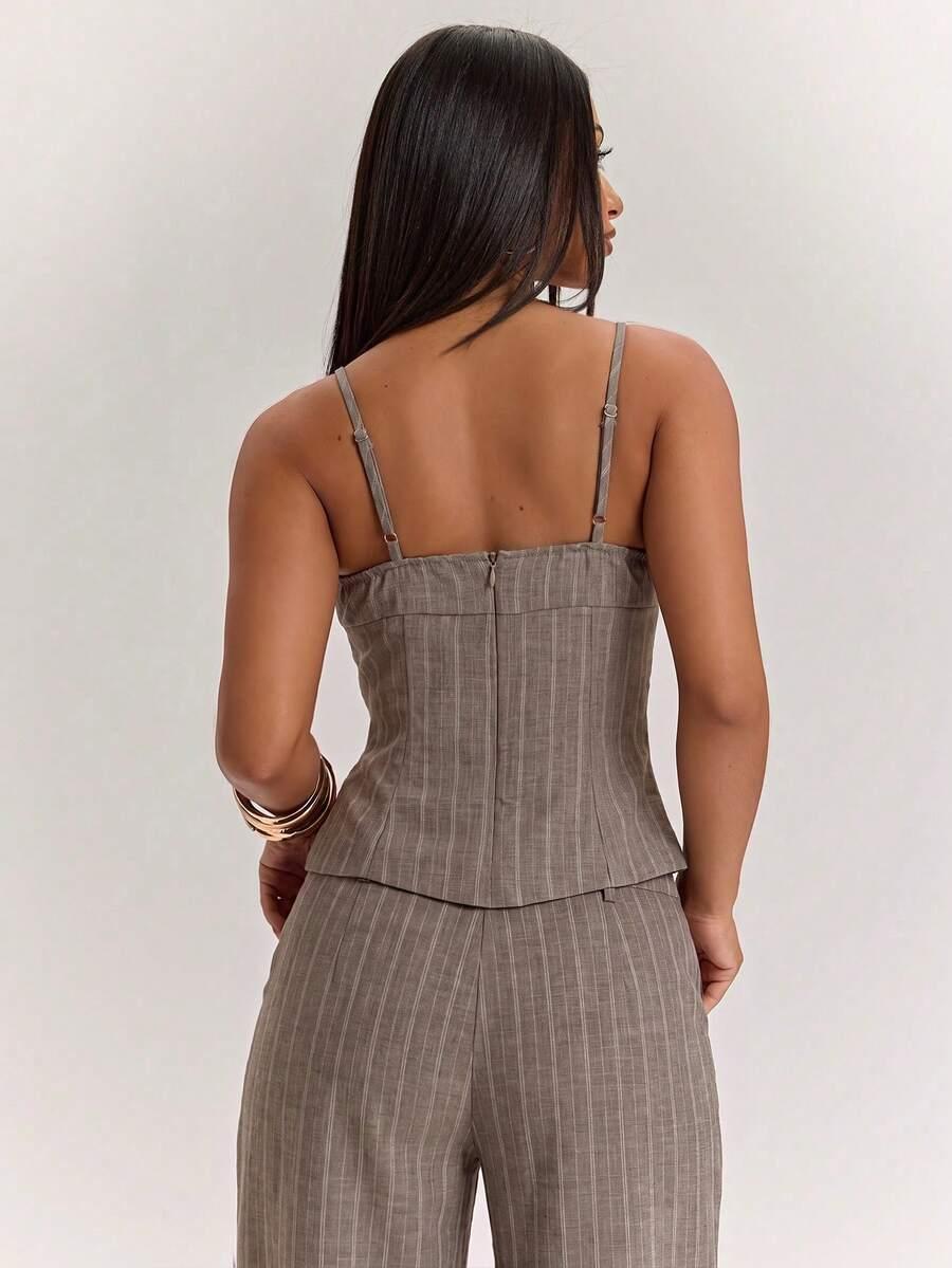 SHEIN BEŻOWY TOP NA RAMIĄCZKACH S06__XXS