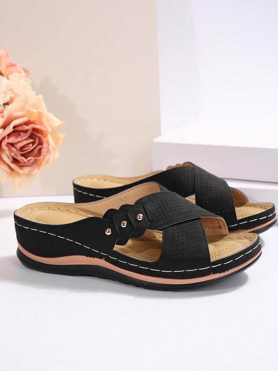SHEIN CZARNE KLAPKI ZDOBIENIE S06__36,5